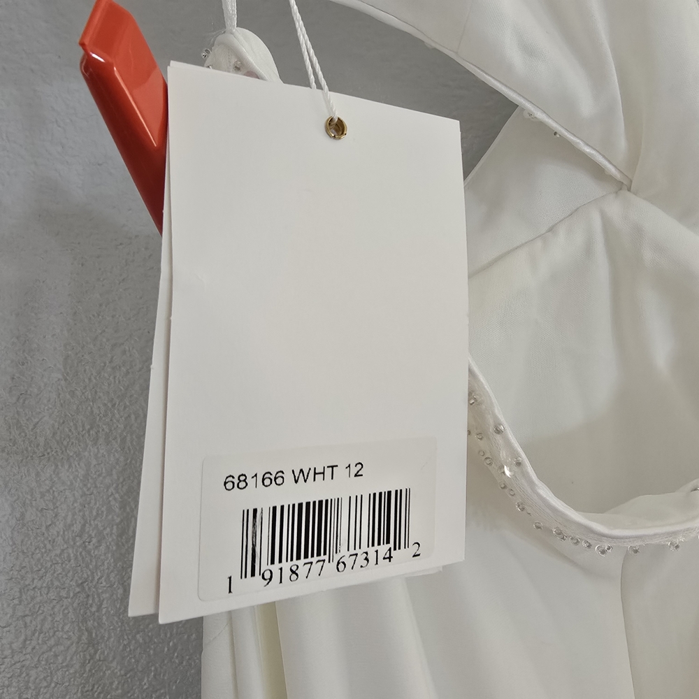 Mac Duggal Cut Out Criss Cross White Beaded Dress Size 12. Style Code 68166. Nwt - Picture 10 of 10